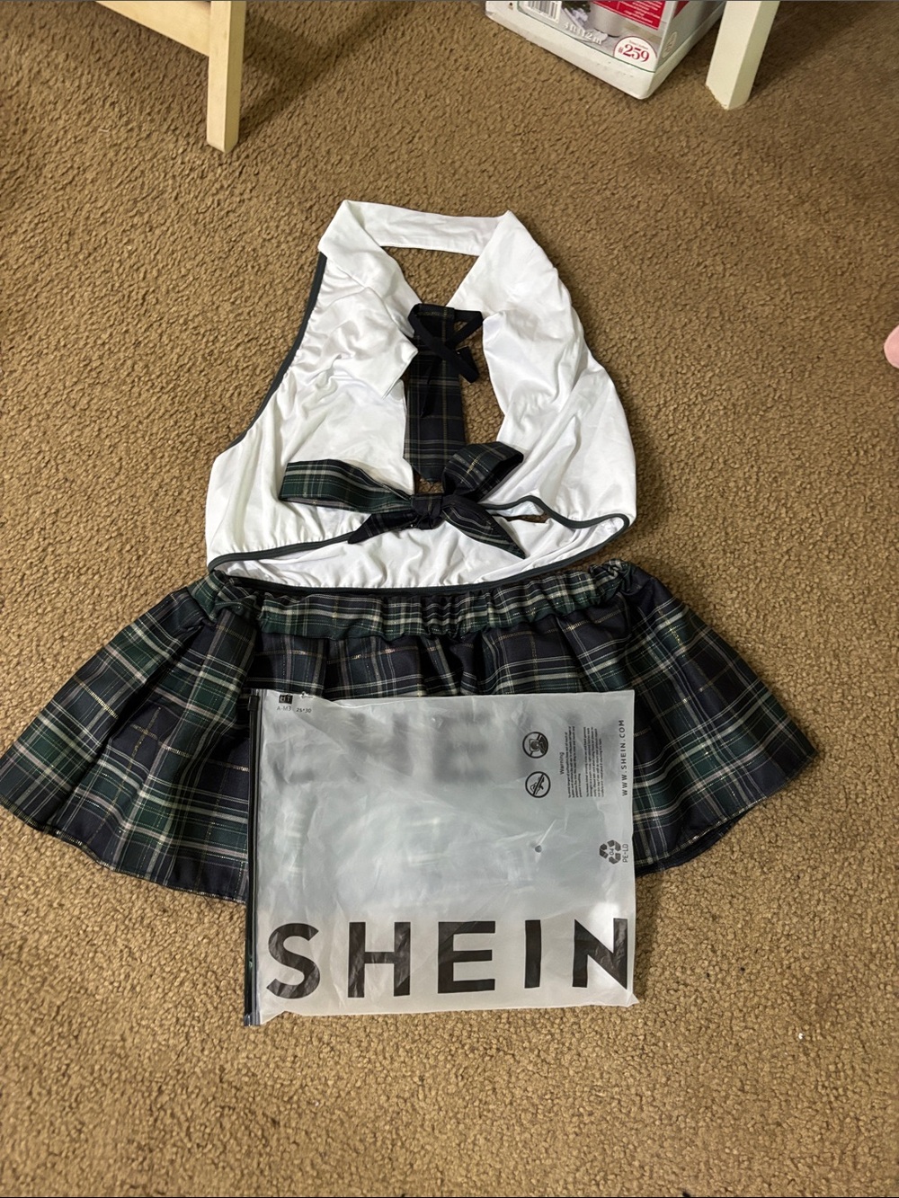 SHEIN Green and White Plaid School Girl Halloween Costume
